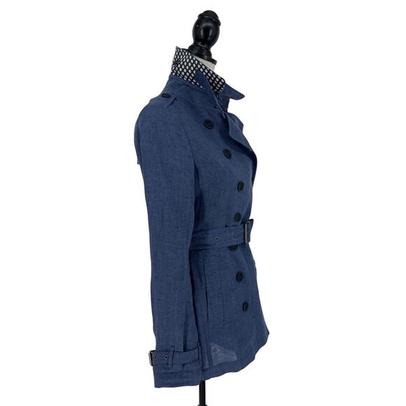 Burberry Brit 100% Linen Short Trench Coat in Blue - Picture 13 of 16
